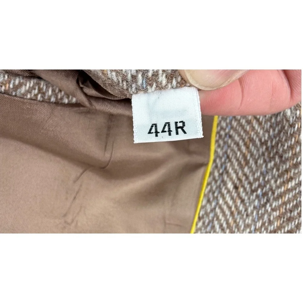 Panhandle Slim‎ Blazer Mens 44R Tan Herringbone Western Suede Elbow Patches USA